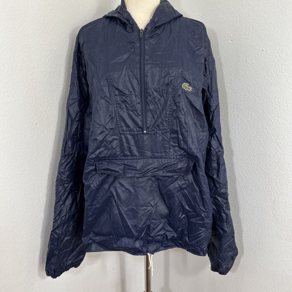 Vtg‎ Izod Lacoste Anorak Jacket Mens XL Blue Hiking Skiing Packable